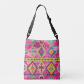 アンティークラスティピンク金ゴールドオリエンタルターキリムラグ クロスボディバッグ (裏面)