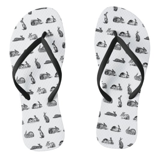 アンティークラビットヴィンテージバニーカスタムアートBGカラー ビーチサンダル (ソール)