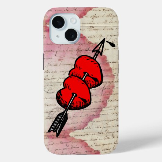 アンティークラブレターハートアローエフエメラコラージュ Case-Mate iPhoneケース (裏面)