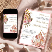 アンティークランタンピンクフローラヴィンテージムスリム結婚ズ 招待状