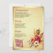 アンティークランタンレッドフローラヴィンテージムスリム結婚ズ 招待状 (裏面)