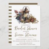 アンティークランタン及び秋ブーケブライダルシャワー 招待状 (正面/裏面)