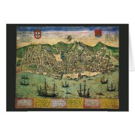 アンティークリスボン,ポルトガルの地図by Braun/Hogenberg