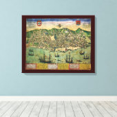 アンティークリスボン，ポルトガルの地図by Braun/Hogenberg キャンバスプリント (インサイチュ (ウッドフロア))