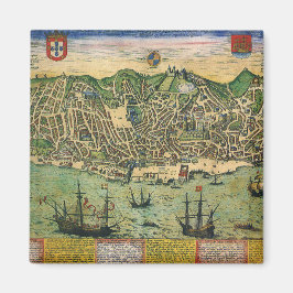 アンティークリスボン,ポルトガルの地図by Braun/Hogenberg マグネット