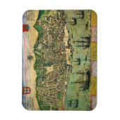 アンティークリスボン，ポルトガルの地図by Braun/Hogenberg マグネット (縦)