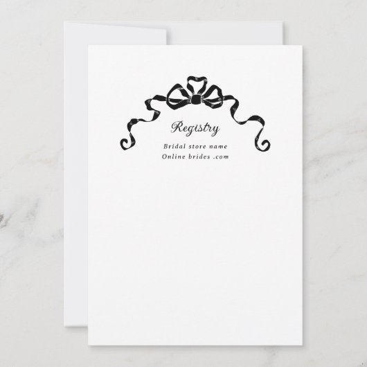 アンティークリボン弓ビクトリアン枠ブライダルシャワー 招待状 (裏面)