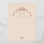 アンティークリボン弓ビクトリアン枠ブライダルシャワー 箔招待状 (裏面)