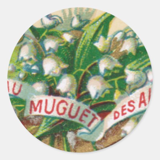 アンティークリリー・オブ・ザ・バレー・ラウンド・ステッカー ラウンドシール (正面)