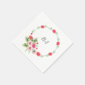 アンティークリース フラワーパターン ウォーターカラー ブライダルシャワー スタンダードカクテルナプキン (角)