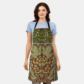 アンティークリーフパターンオールオーバープリントエプロン エプロン (着用した状態)