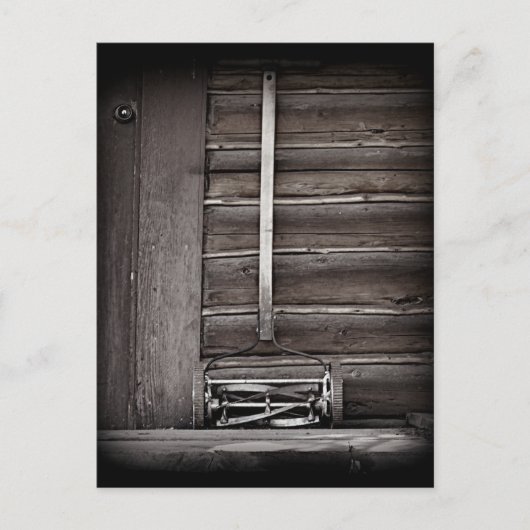 アンティークリールプッシュ式芝刈機 ポストカード (正面)