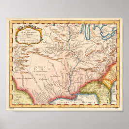 アンティークルイジアナの地図1760 ポスター
