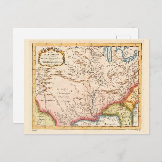 アンティークルイジアナの1760年の地図 ポストカード (正面/裏面)