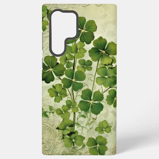 アンティークルックシェードの緑のアイリッシュシャムロック SAMSUNG GALAXYケース (裏面)