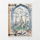 アンティークルックフェアリーターラゴン結婚ズ 三つ折り招待状 (カバー)