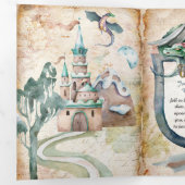 アンティークルックフェアリーターラゴン結婚ズ 三つ折り招待状 (内部最初)