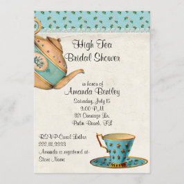 アンティークルックブライダルシャワーティーパーティの招待状 招待状