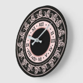 アンティークルックブラック&ピーチーピンクローマ数字 ラージ壁時計 (傾斜)