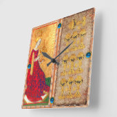 アンティークルネサンスタロット/カップの10と女王 スクエア壁時計 (傾斜)