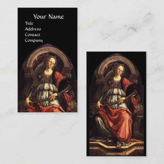 アンティークルネサンスTAROTS 11不屈ブラック 名刺 (正面/裏面)