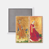 アンティークルネッサンスのタロットキングとカップの女王 マグネット (正面/裏面)