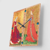 アンティークルネッサンスのタロット/メイドとカップのクイーン スクエア壁時計 (傾斜)