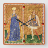 アンティークルネッサンスのタロット/メイドとワンズのページ スクエア壁時計 (正面)