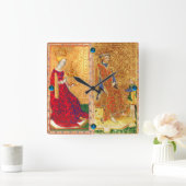 アンティークルネッサンスのタロツ/王様とカップの女王 スクエア壁時計 (ホーム)