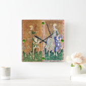 アンティークルネッサンスタロット/コインと剣の女性 スクエア壁時計 (ホーム)