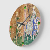 アンティークルネッサンスタロット/コインと剣の女性 ラージ壁時計 (傾斜)