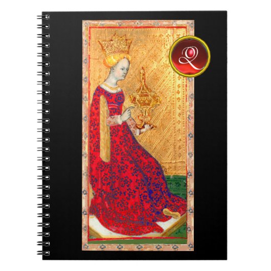 アンティークルネッサンスタロット/CUPSモノグラムのクイーン ノートブック (正面)