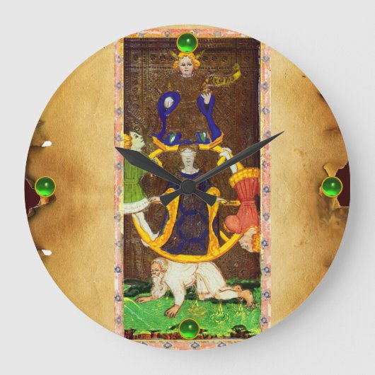 アンティークルネッサンスタロト10/フォーチュンの車輪 ラージ壁時計 (正面)