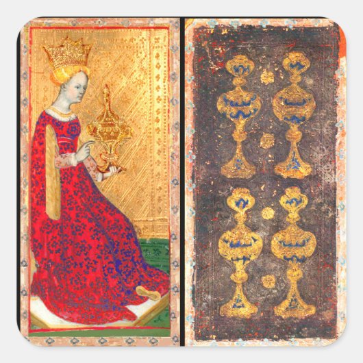 アンティークルネッサンス・タロッツ/カップの女王 スクエアシール (正面)