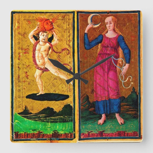 アンティークルネッサンス・タロッツ スクエア壁時計 (正面)