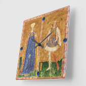 アンティークルネッサンス・タロッツ/メイドとワンダのページ スクエア壁時計 (傾斜)