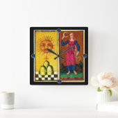 アンティークルネッサンス・タロッツ/太陽と月 スクエア壁時計 (ホーム)