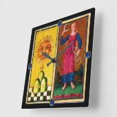 アンティークルネッサンス・タロッツ/太陽と月 スクエア壁時計 (傾斜)