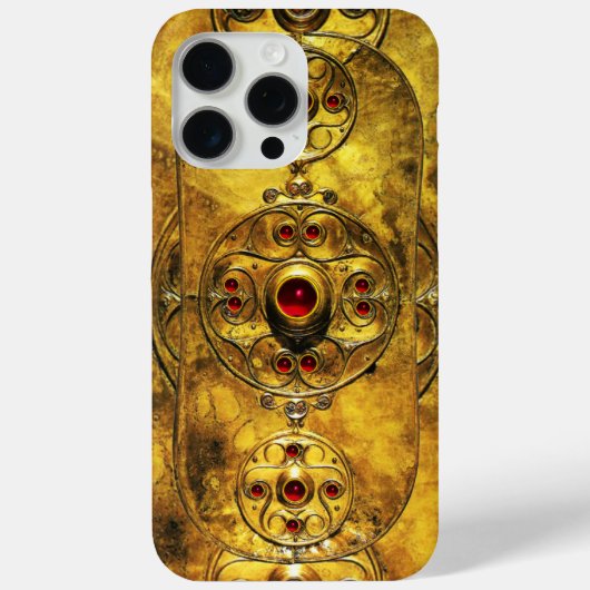 アンティークルビー宝石ストーンズ付きケルト戦士シールド Case-Mate iPhoneケース (裏面)