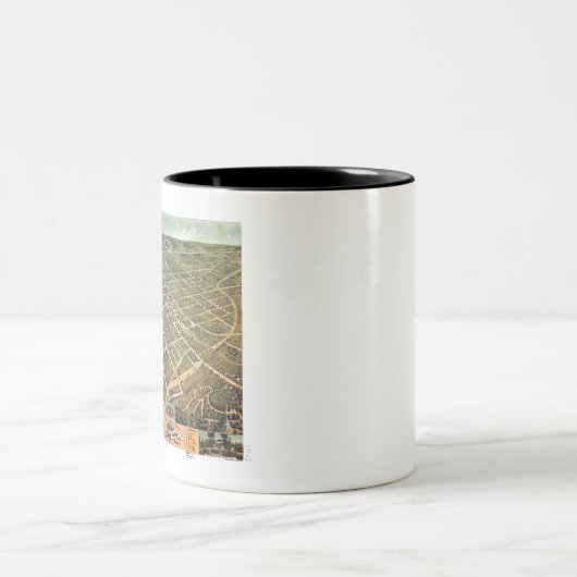 アンティークレキシントンケンタッキー1871の地図 ツートーンマグカップ (中央)