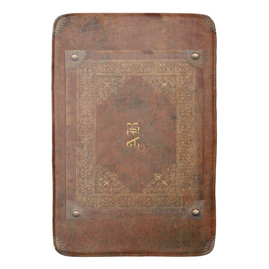 アンティークレザーの見た目にイニシャル バスマット (正面縦)