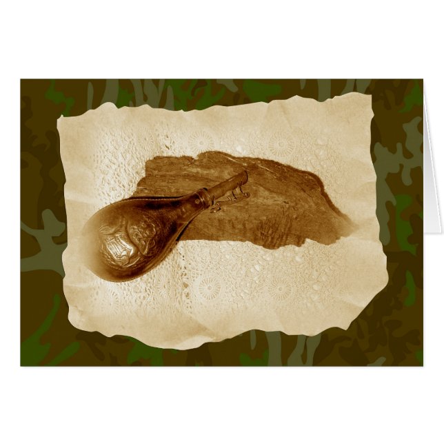 アンティークレザーパウダーフラスコ (正面横)