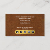 アンティークレザーフェイク&金ゴールドモノグラムソーシャルメディア 名刺 (裏面)