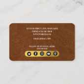 アンティークレザーフェイク&金ゴールドモノグラムソーシャルメディア 名刺 (裏面)