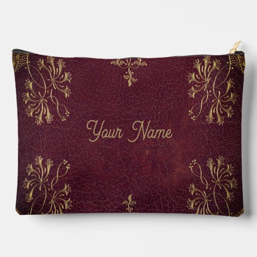 アンティークレザールックパーソナライズされた- アクセサリーポーチ (裏面)