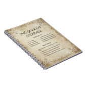 アンティークレシピ縁どと羊皮質付き ノートブック (右側)