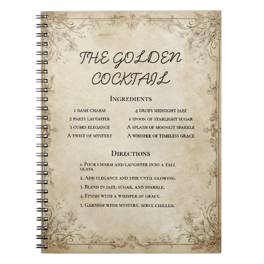 アンティークレシピ縁どと羊皮質付き ノートブック (正面)