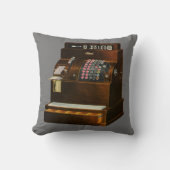 アンティークレジスター、ヴィンテージ小売業 クッション (正面)