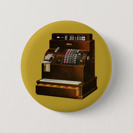 アンティークレジ、ヴィンテージ小売業 缶バッジ (正面)