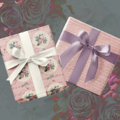 アンティークレタリング ヴィンテージローズ トワールリボン ラッピングペーパー